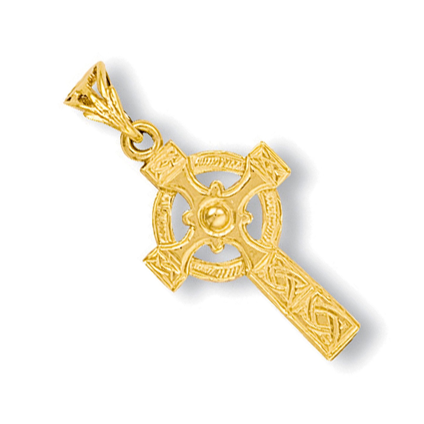 Yellow Gold Engraved Casted Cross - 15.3mm