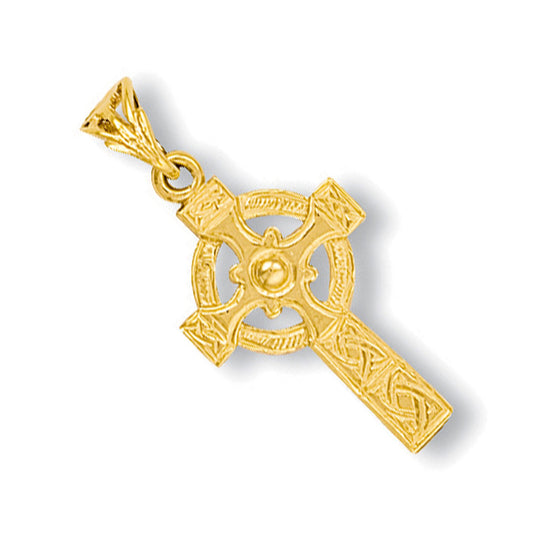 Yellow Gold Engraved Casted Cross - 15.3mm