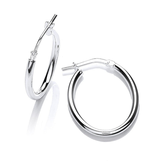Silver Oval Tube Hoop Earrings