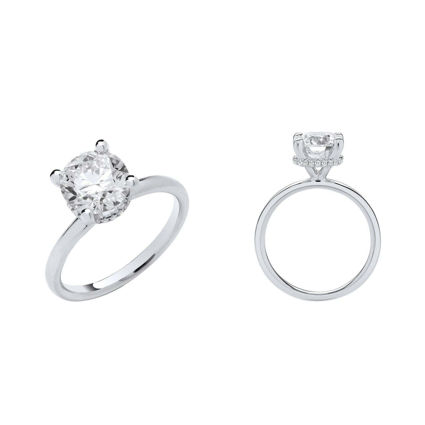 18ct White Gold 2.07ctw Solitaire Lab Grown Hidden Halo Diamond Ring IGI Certified