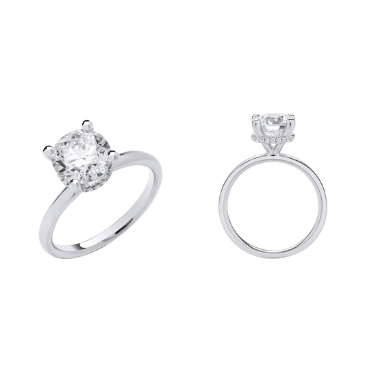 18ct White Gold 2.07ctw Solitaire Lab Grown Hidden Halo Diamond Ring IGI Certified