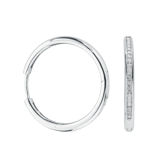 9ct White Gold 0.50ct Diamond Hoop Earrings (HNN-B56FF9)
