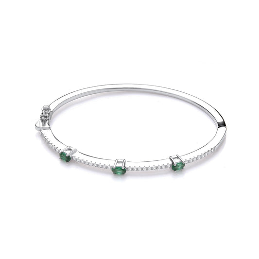 Green & Clear Cubic Zirconias Ladies J-Jaz Bangle