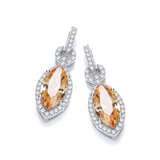 Micro Pave Champagne & White Cubic Zirconia Drop Earrings