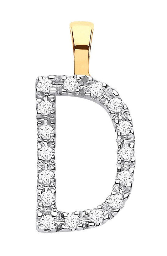 9ct Yellow Gold 0.05ct Diamond D Initial