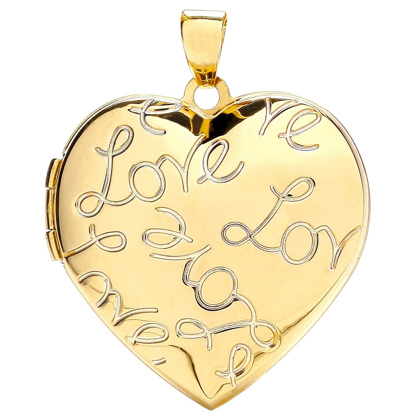 Yellow Gold Heart Shape Locket with Love engraved