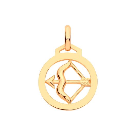 Yellow Gold Round Zodiac Pendant Sagitarius