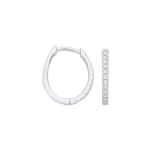 9ct White Gold 0.25ct Diamond Earrings - 13.9mm