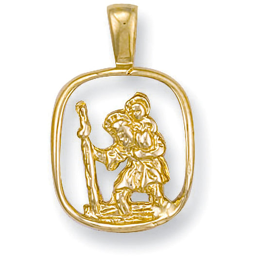 Yellow Gold Cut Out St. Christopher Pendant - 1.9g