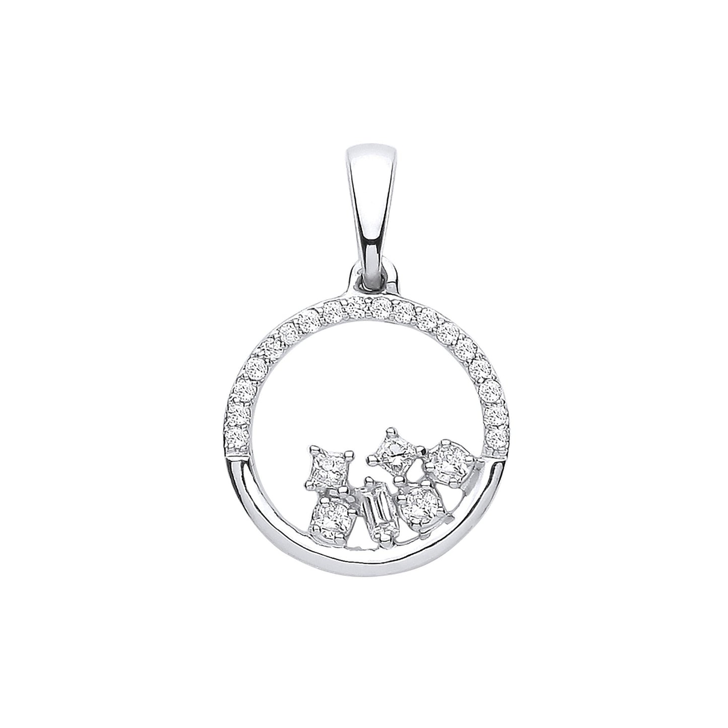 9ct White Gold 0.14ct Diamond Circle Pendant