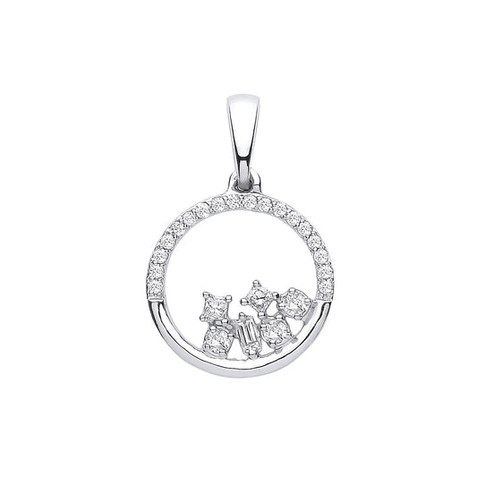 9ct White Gold 0.14ct Diamond Circle Pendant