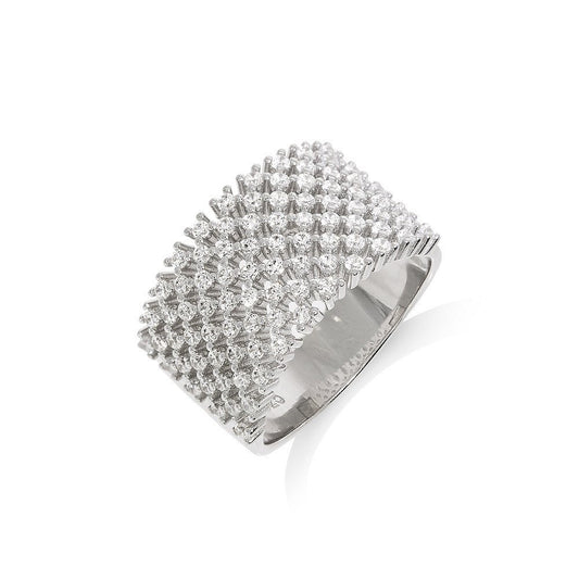 Micro Pave Multi Row Cubic Zirconia Ring