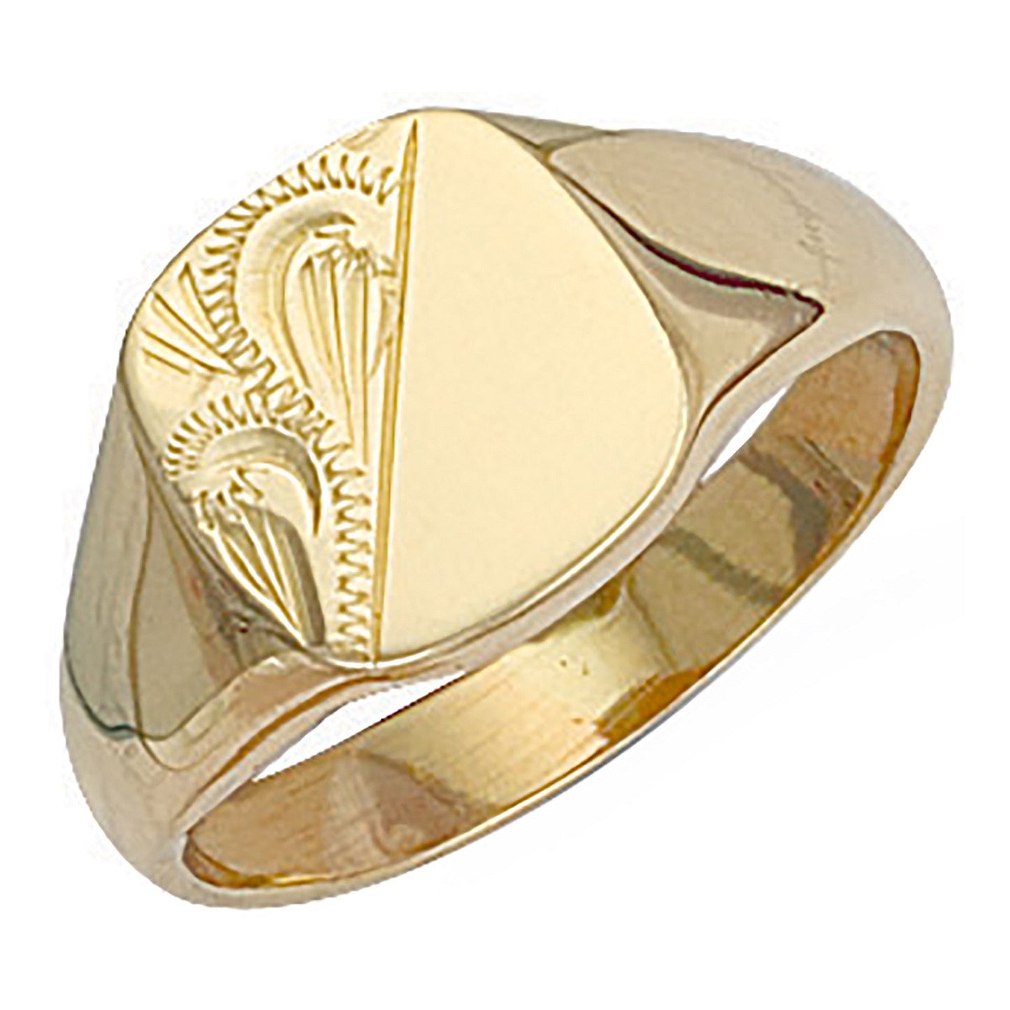 Yellow Gold Cushion Engraved Signet Ring (HNN-C71183)