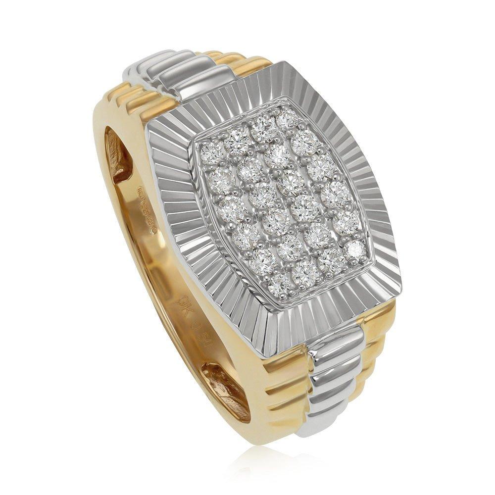 9ct Yellow White Gold 0.50ct Diamond Fancy Link Ring