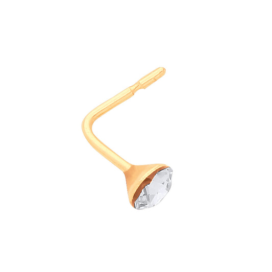 Yellow Gold White Cubic Zirconia Nose Stud