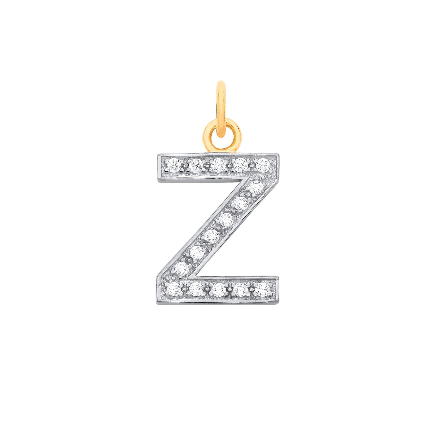 Yellow Gold Medium Cubic Zirconia Initial Pendants