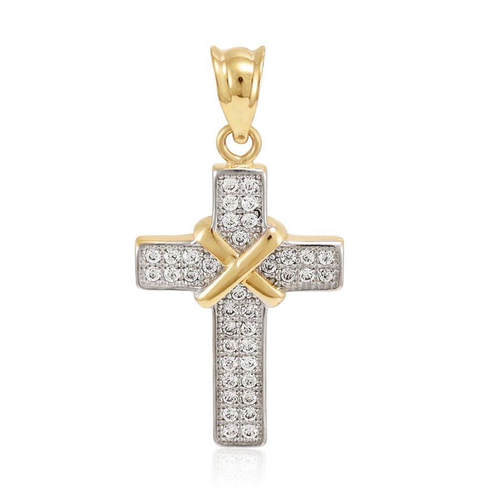 Yellow Gold with Cubic Zirconias Cross