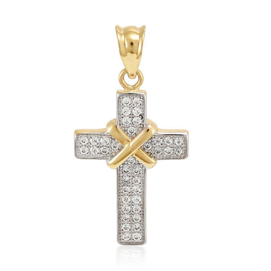 Yellow Gold with Cubic Zirconias Cross