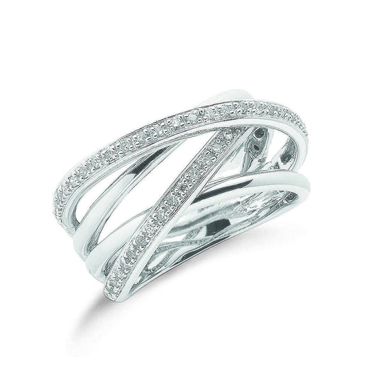 9ct White Gold 0.25ct Diamond Crossover Ring