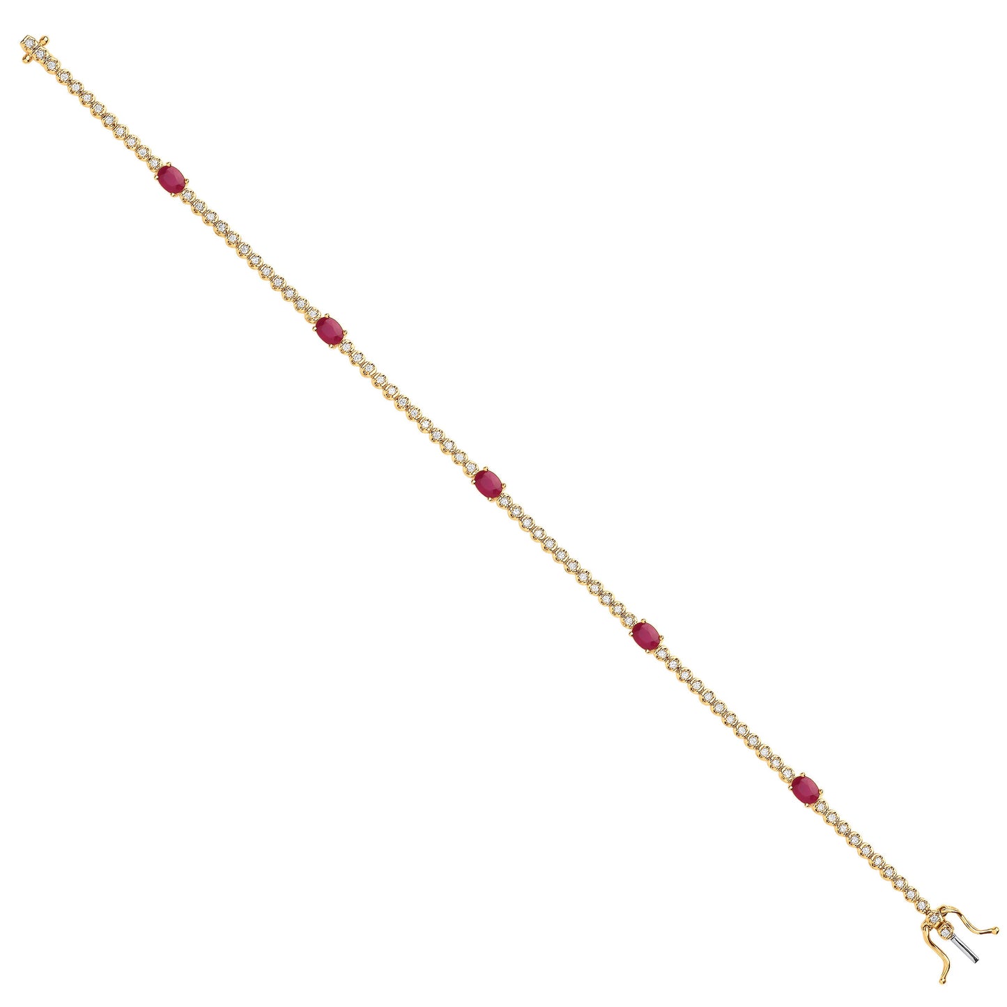 9ct Yellow Gold Bracelet 0.40ct Diamond 1.15ct Ruby