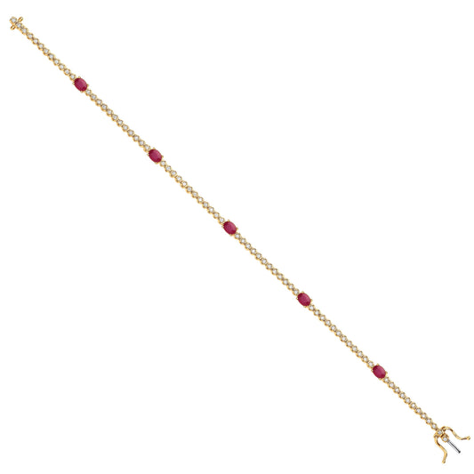 9ct Yellow Gold Bracelet 0.40ct Diamond 1.15ct Ruby