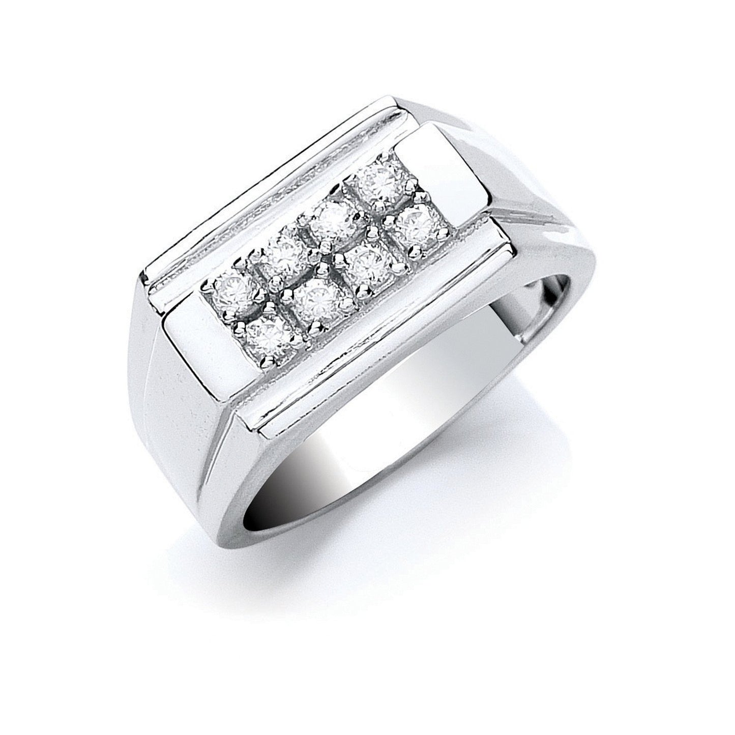 Silver Gents Cubic Zirconia Ring (HNN-C65455)