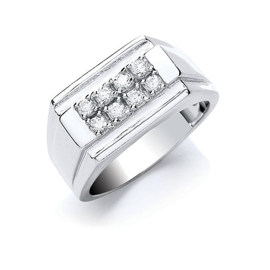 Silver Gents Cubic Zirconia Ring (HNN-C65455)
