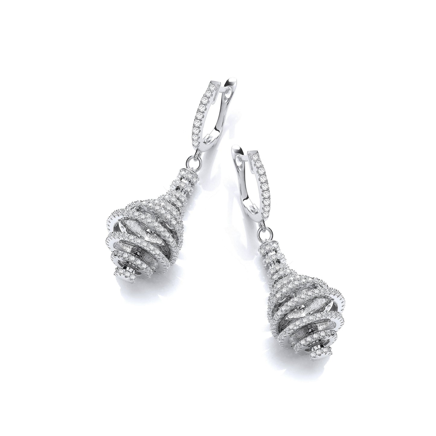 Micro Pave Circles Layered Into a Pear Shape Cubic Zirconia Earrings
