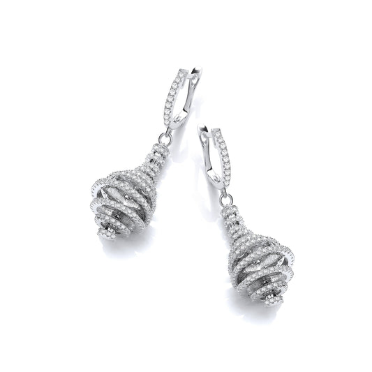 Micro Pave Circles Layered Into a Pear Shape Cubic Zirconia Earrings
