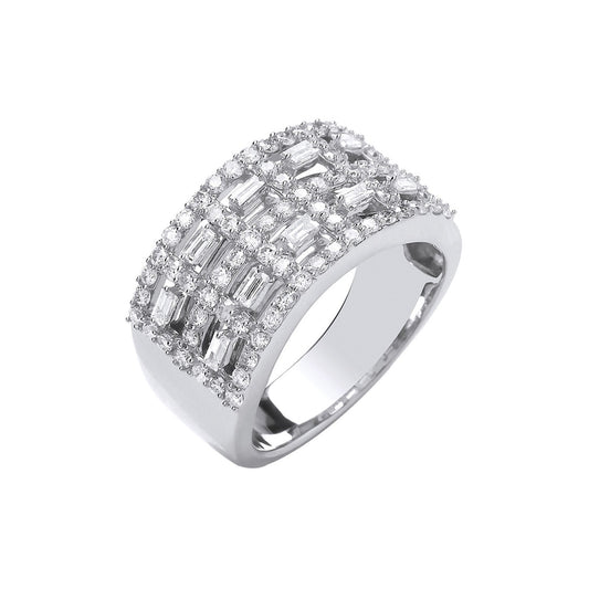 18ct White Gold Baguettes & Round 1.00ctw Diamond Dress Ring