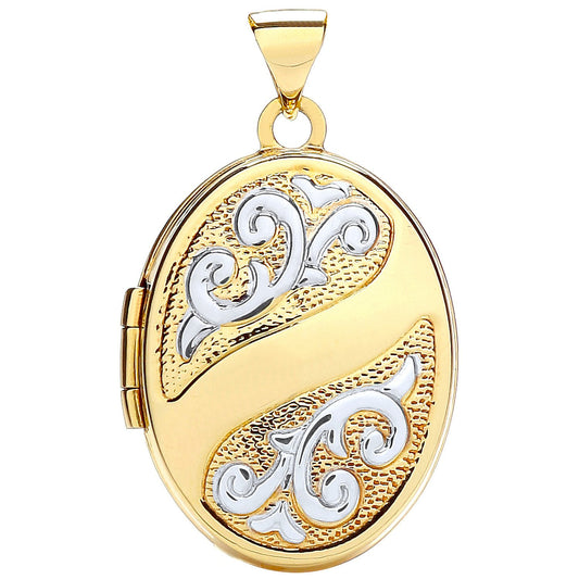Yellow White Oval Shaped Locket (HNN-994ACD)