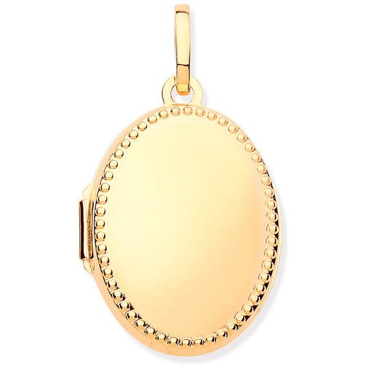 Yellow Gold Millgrain Edge Oval Locket