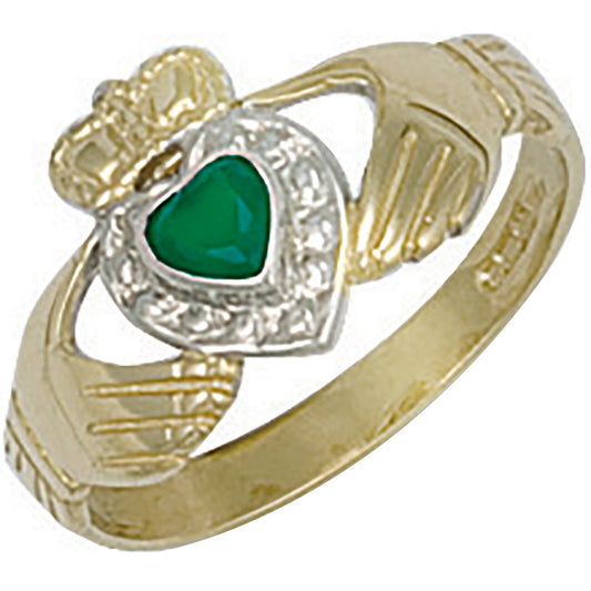 Yellow Gold Cubic Zirconia & Claddagh Ring