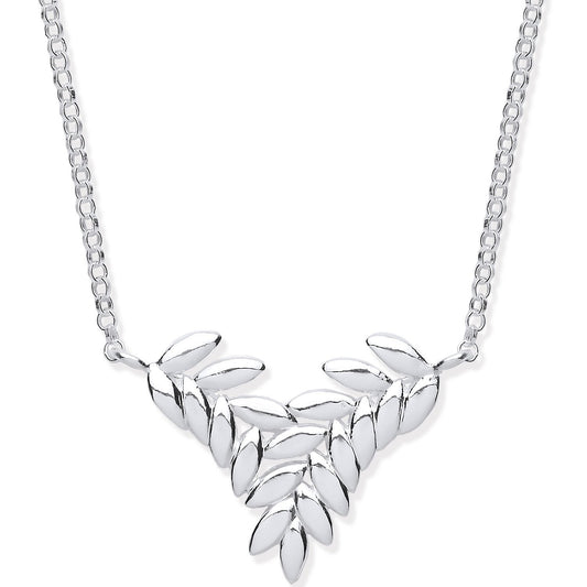 Silver Barley Leaf Necklace 16" + 2" Extention