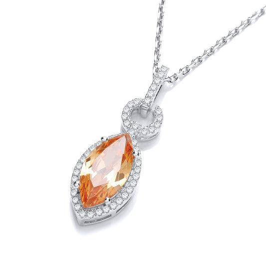 Micro Pave Champagne & White Drop Pendant with 18" Chain