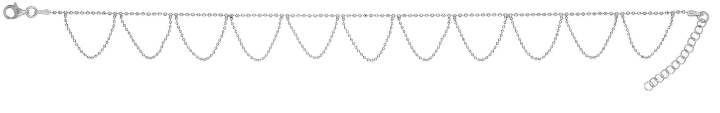 Silver Frill Style Beads Anklet
