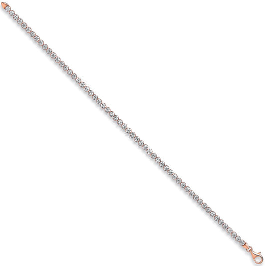 Silver 3mm Rose Plated Round Cubic Zirconia Tennis Bracelet