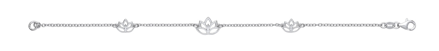 Silver Lotus Flowers Ladies Bracelet