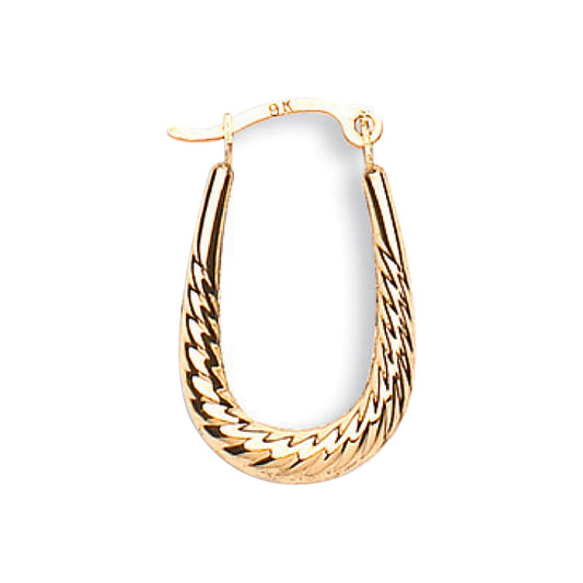 Yellow Gold Ribbed Oval Creoles (HNN-2A9889)