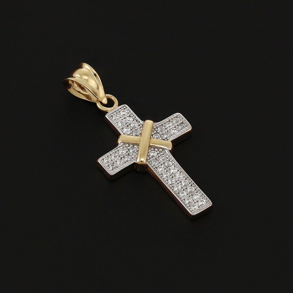 Yellow Gold with Cubic Zirconias Cross