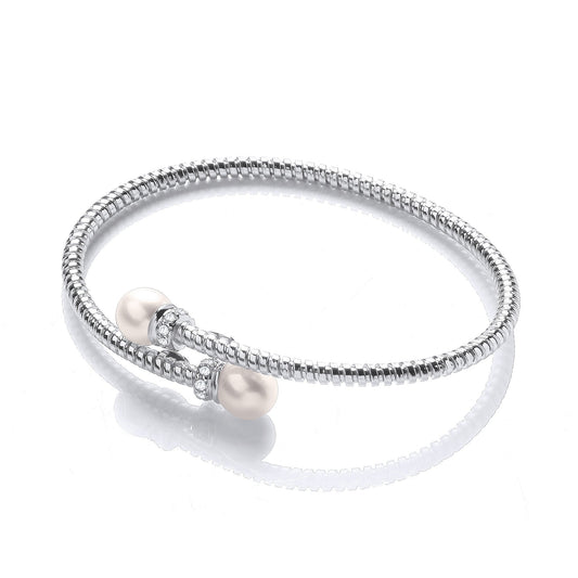 Crossover Wire Bangle in Silver Rh Plating or Yellow Gold Plating
