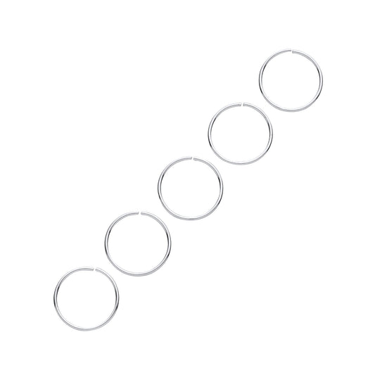 Silver 10mm Nose Hoop Ring (Pack of 5)