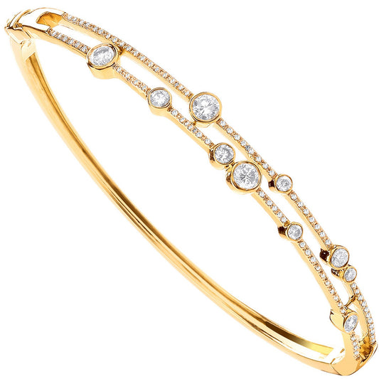 18ct Yellow Gold 1.00ctw Dress Diamond Bangle - 7.6mm