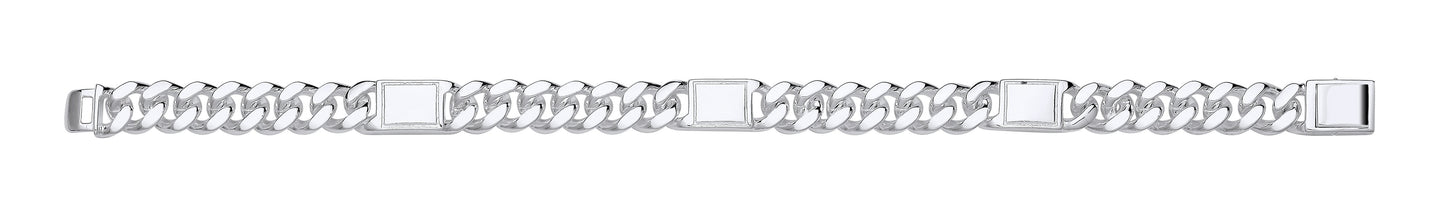 Silver Curb Fancy Gents Bracelet