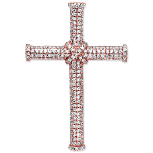 Silver Rose Coated Micro' Pave Cubic Zirconia Cross