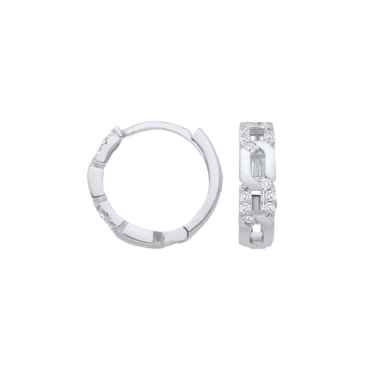 9ct White Gold 0.12ctw Diamond Huggie Earrings