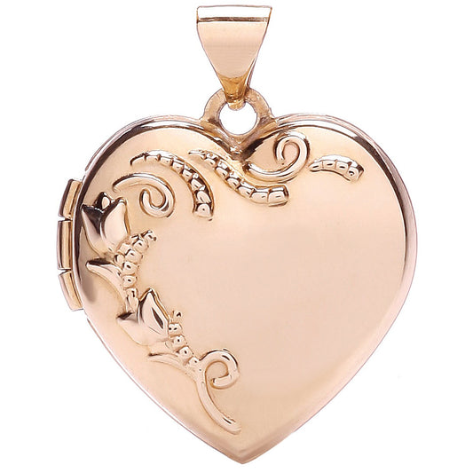 Rose Gold Heart Shape Locket with Design