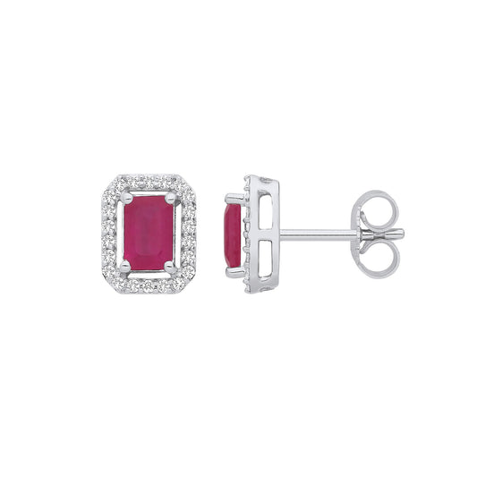 18ct White Gold 0.20ctw Diamond & 1.30ctw Ruby Earrings
