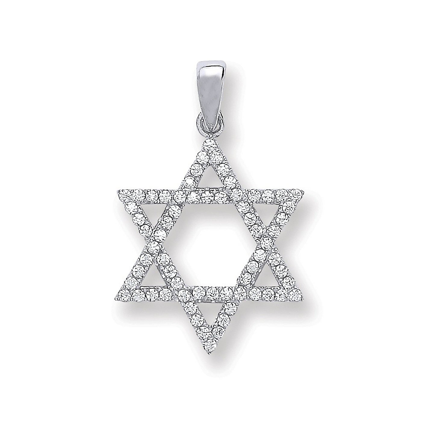 Silver Cubic Zirconia Star of David Pendant