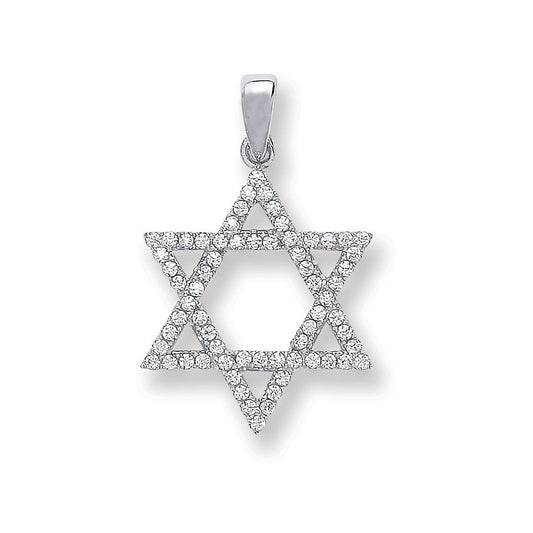 Silver Cubic Zirconia Star of David Pendant